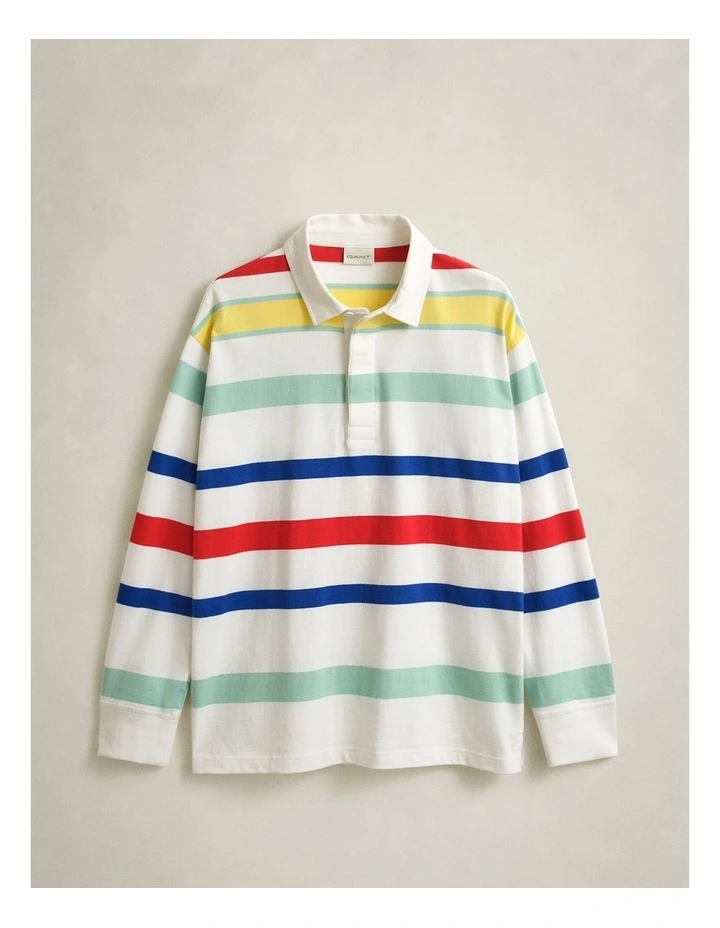 Multicoloured Stripe Rugger in Eggshell image 7