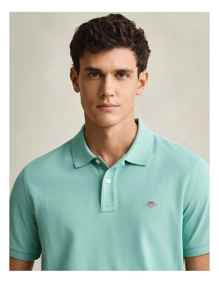 Regular Fit Polo Shirt in Muted Turquoise image 3