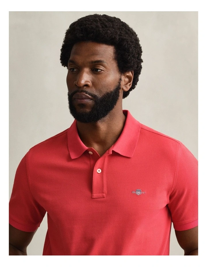 Regular Fit Polo Shirt in Rose Red image 3