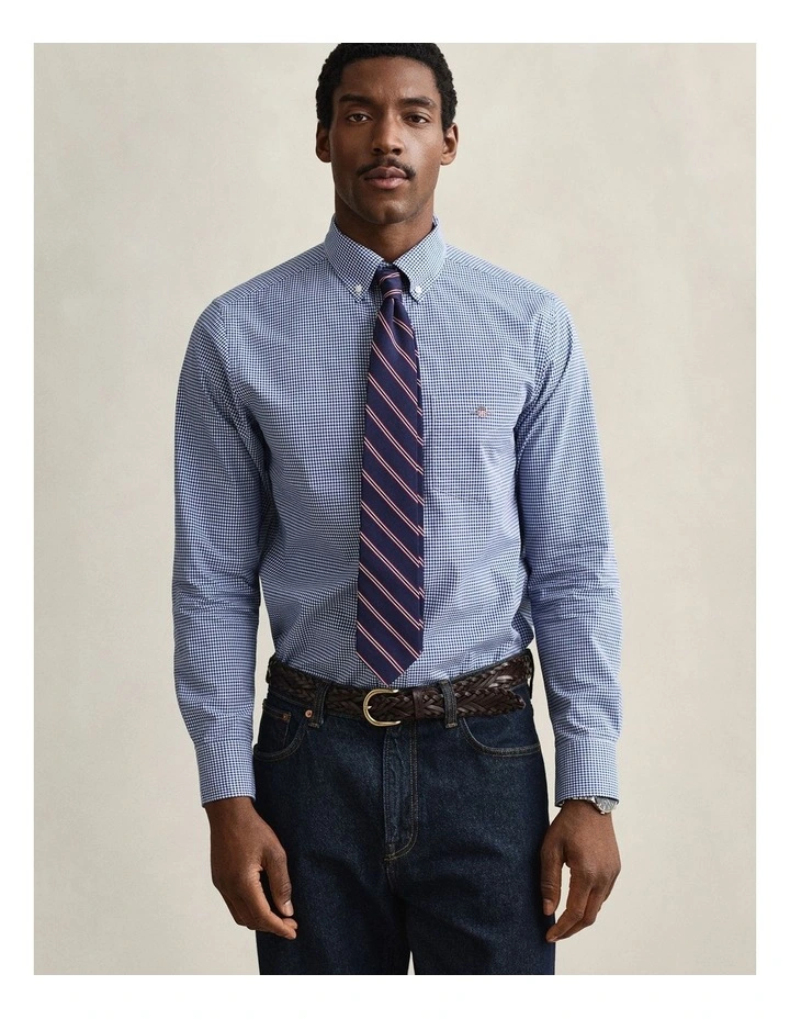 Gingham Classic Poplin Shirt in College Blue image 1