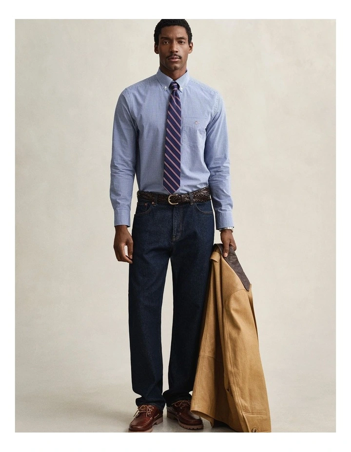Gingham Classic Poplin Shirt in College Blue image 5