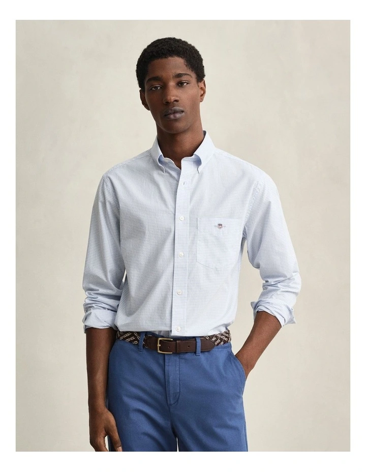 Gingham Classic Poplin Shirt in Light Blue image 1