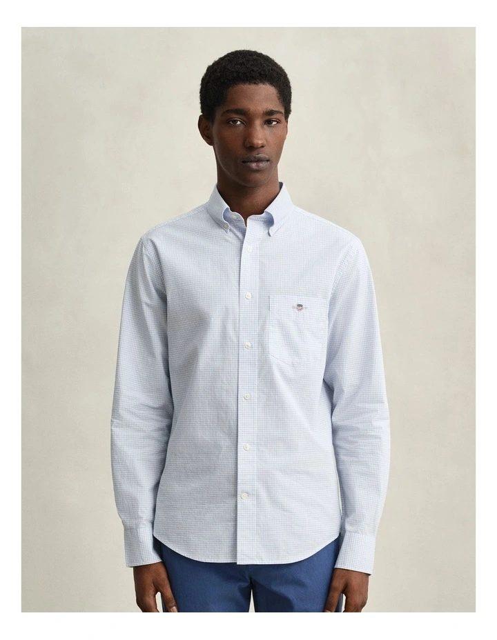 Gingham Classic Poplin Shirt in Light Blue image 6
