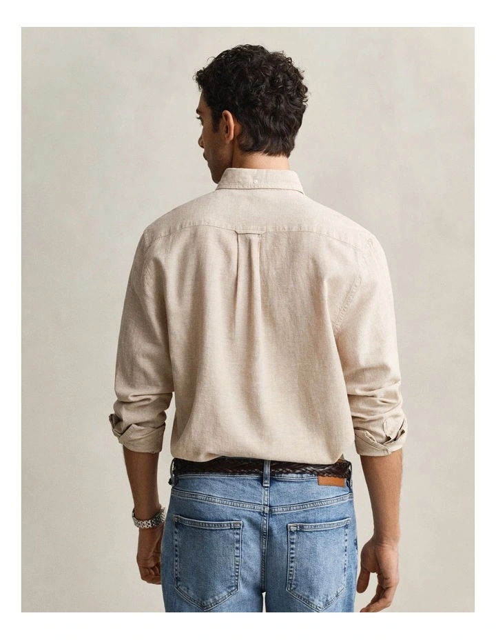 Linen Blend Shirt in Oat Beige image 2