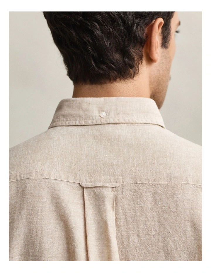 Linen Blend Shirt in Oat Beige image 3