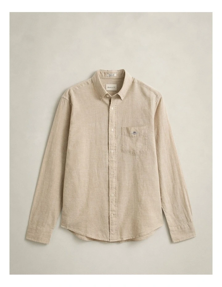 Linen Blend Shirt in Oat Beige image 6