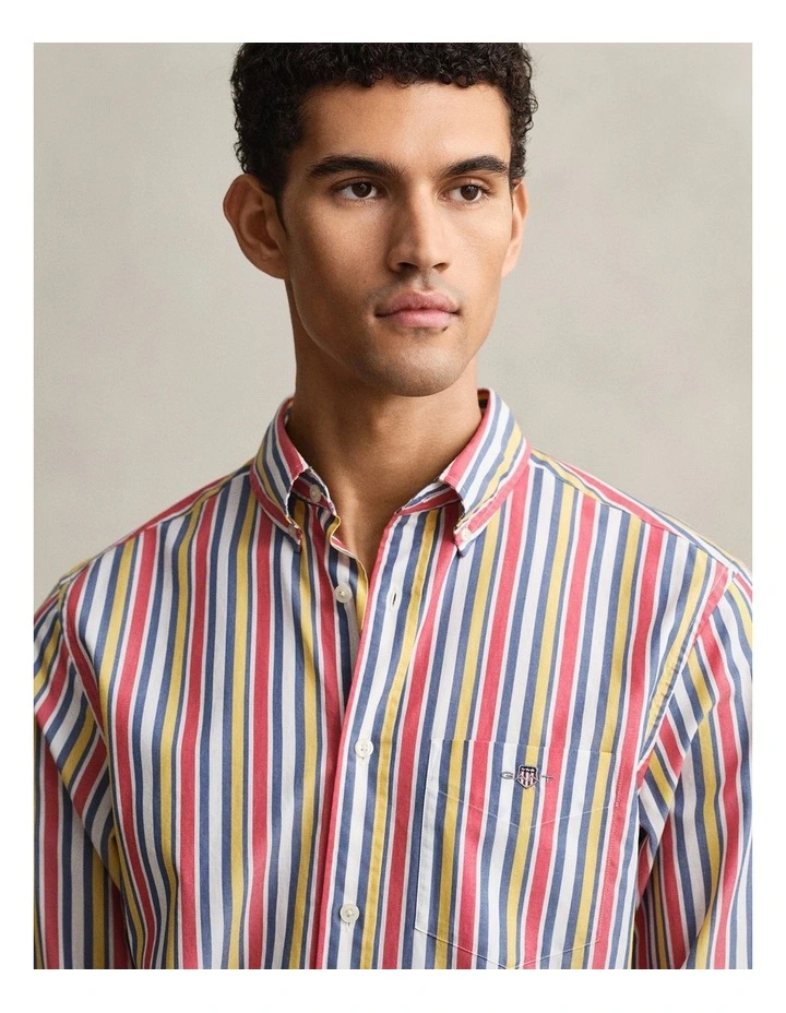 Multistriped Poplin Shirt in Multicolor image 3