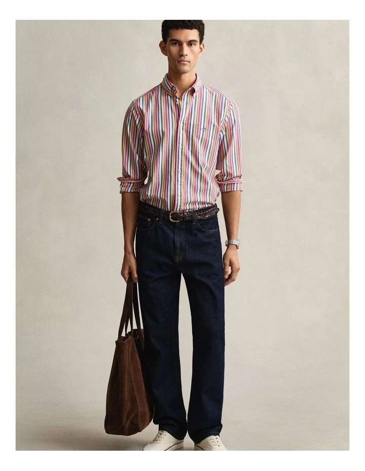 Multistriped Poplin Shirt in Multicolor image 5