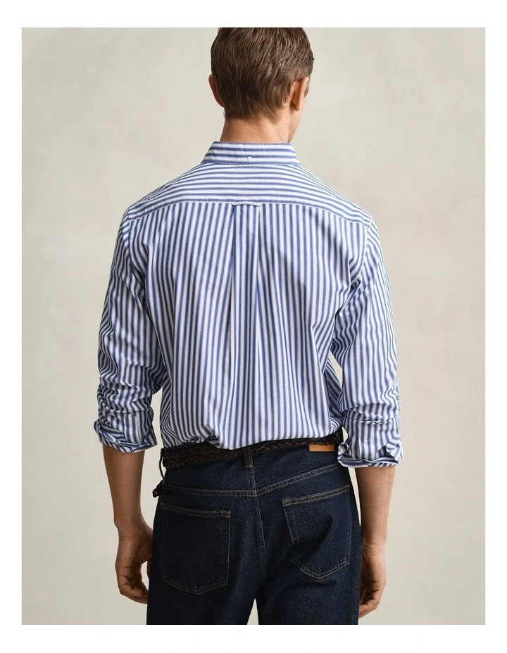 Striped Classic Poplin Shirt in College Blue image 2