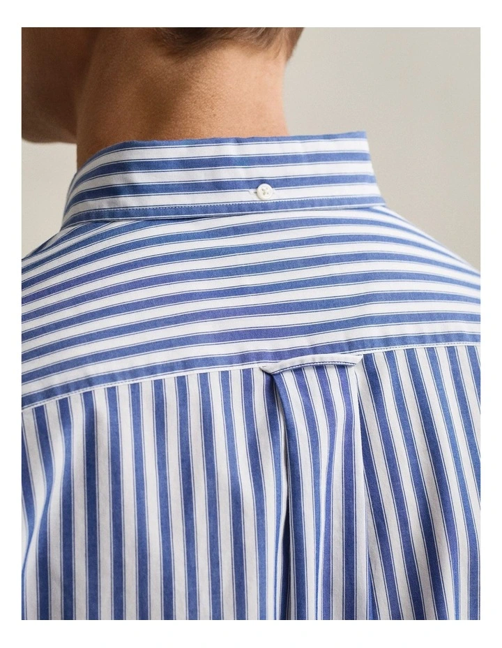 Striped Classic Poplin Shirt in College Blue image 4