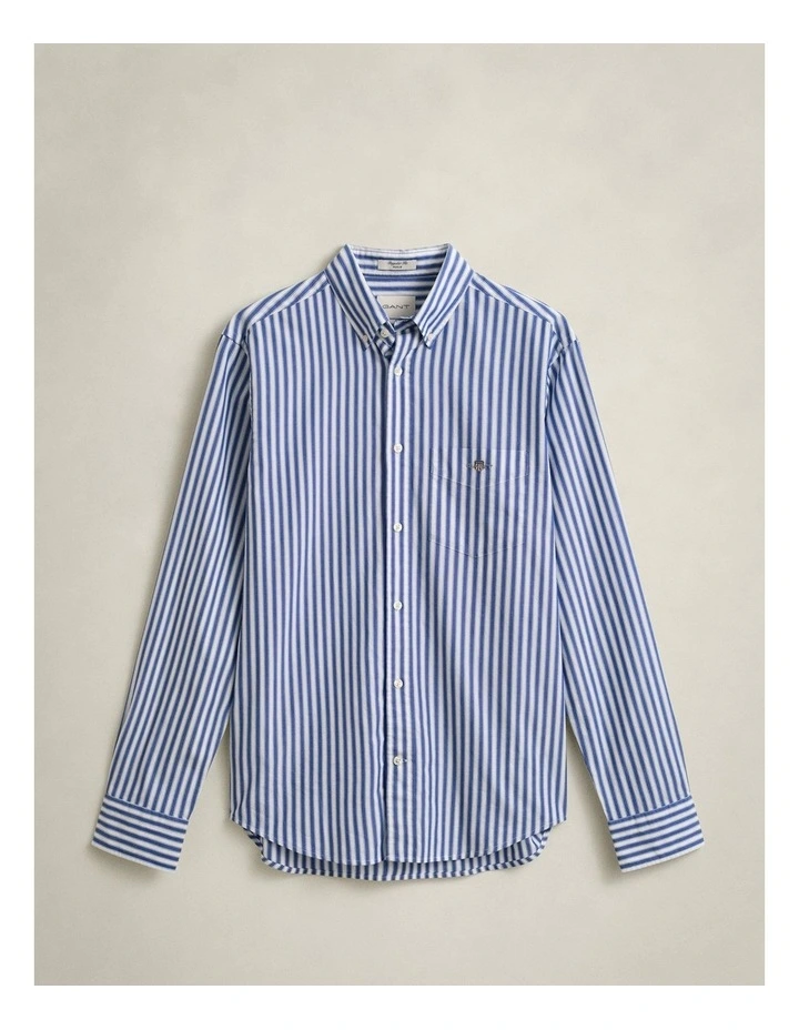 Striped Classic Poplin Shirt in College Blue image 6