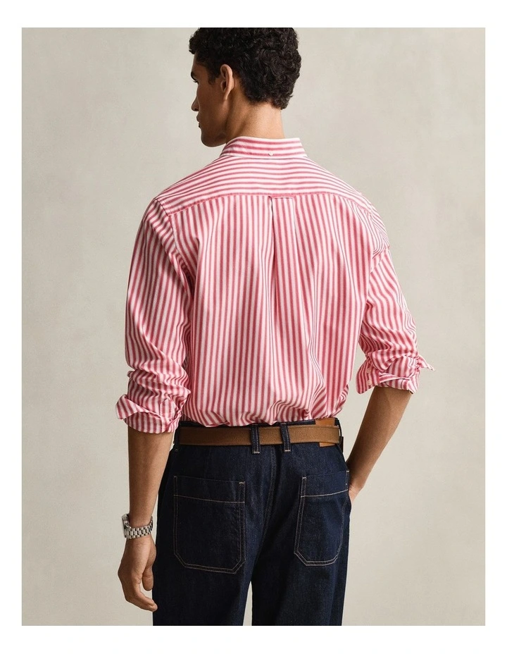 Striped Classic Poplin Shirt in Rose Red image 2