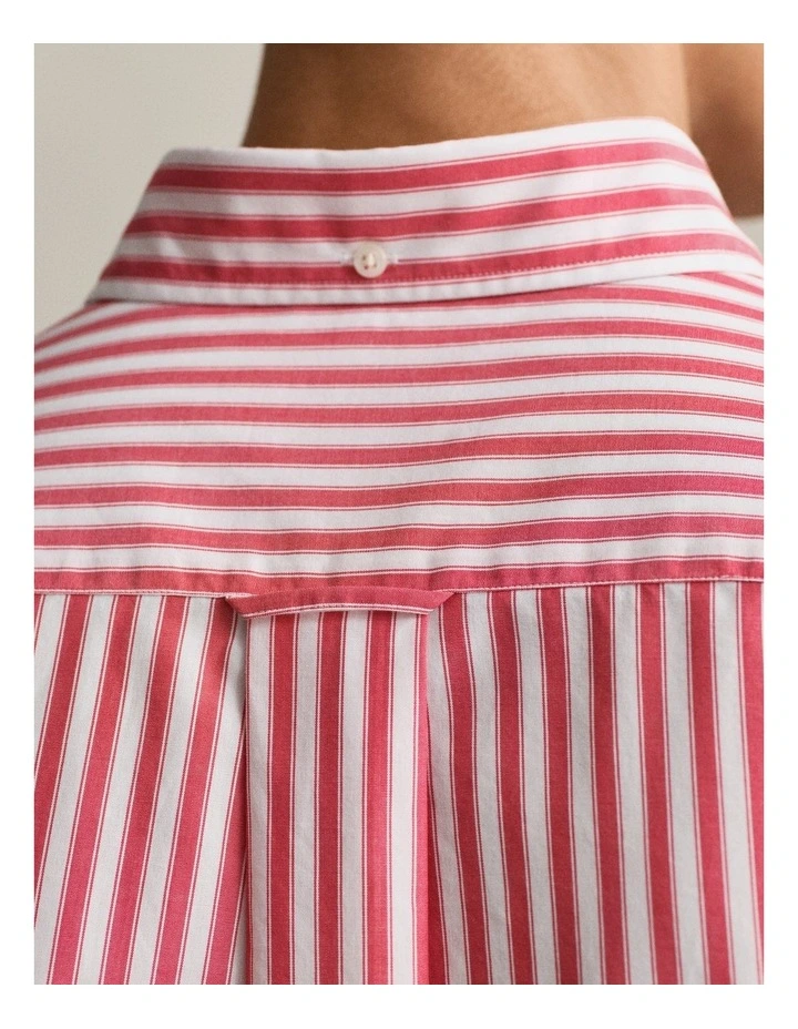 Striped Classic Poplin Shirt in Rose Red image 4