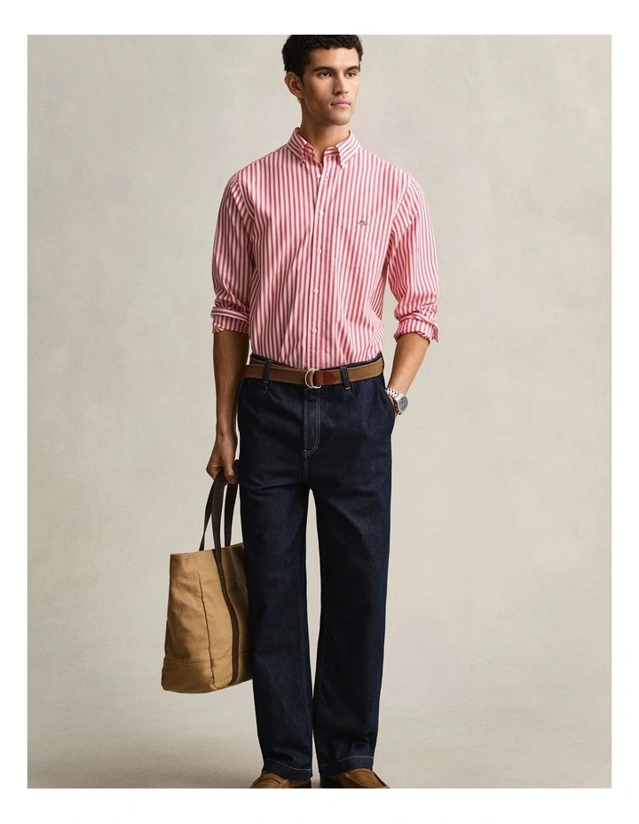 Striped Classic Poplin Shirt in Rose Red image 5