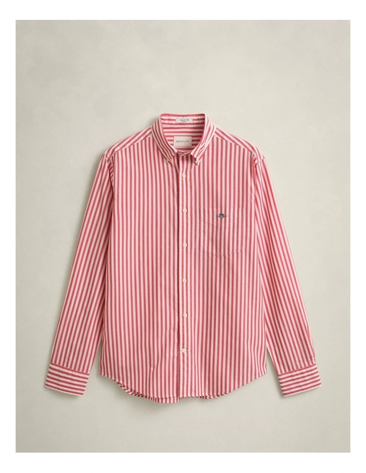 Striped Classic Poplin Shirt in Rose Red image 6