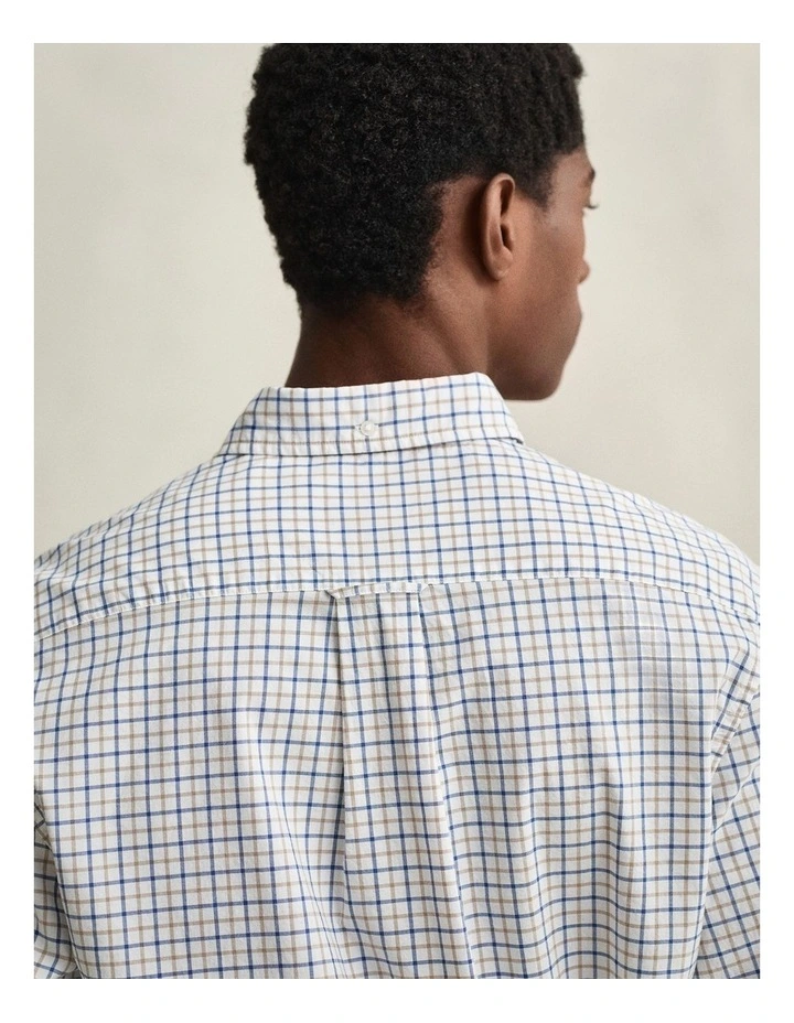 Checked Classic Poplin Shirt in Taupe Beige image 2