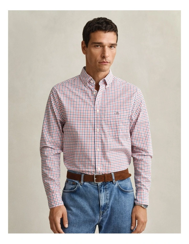 Checked Classic Poplin Shirt in Rose Red image 1