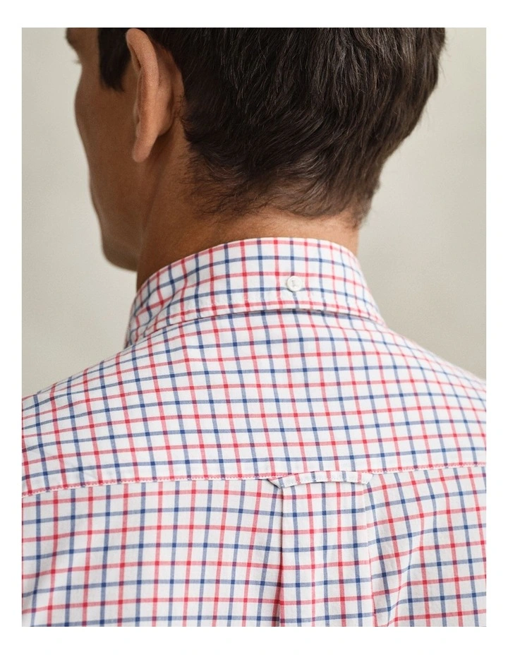 Checked Classic Poplin Shirt in Rose Red image 3