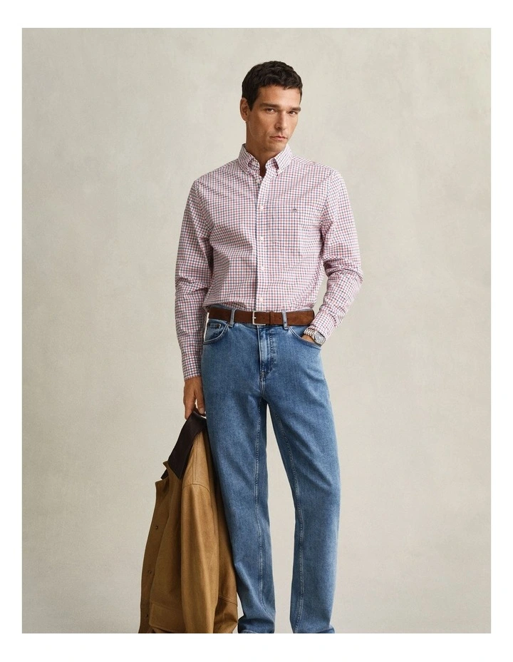 Checked Classic Poplin Shirt in Rose Red image 4