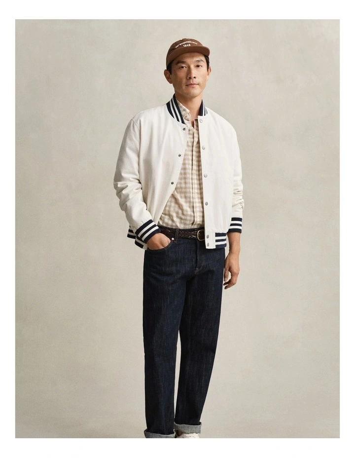 Gingham Linen Blend Shirt in Oat Beige image 5