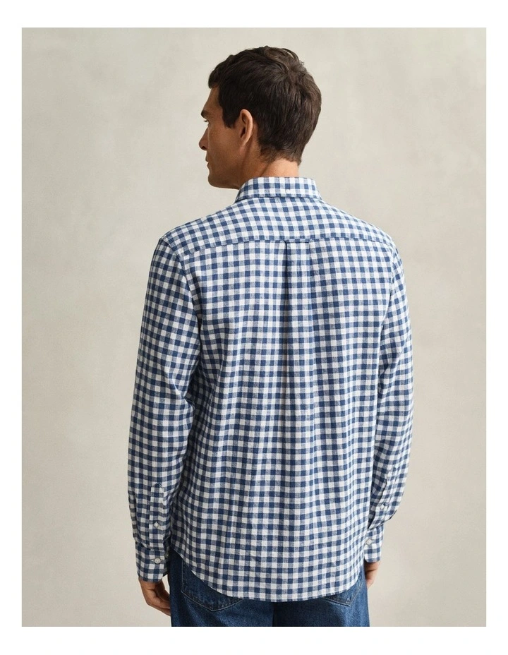 Gingham Linen Blend Shirt in Vintage Blue image 2