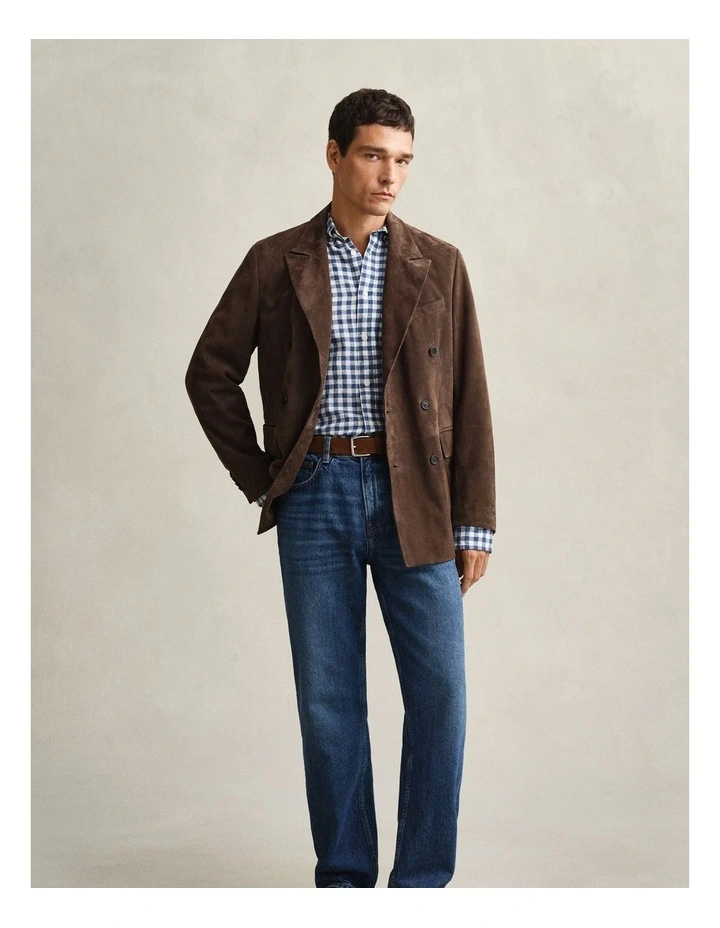 Gingham Linen Blend Shirt in Vintage Blue image 5