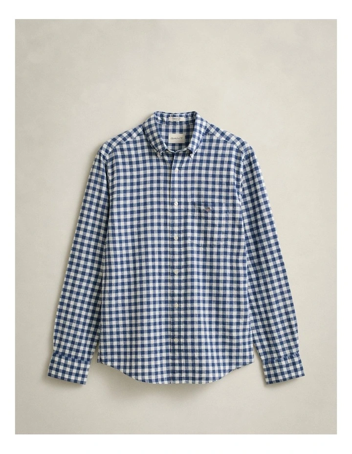 Gingham Linen Blend Shirt in Vintage Blue image 6