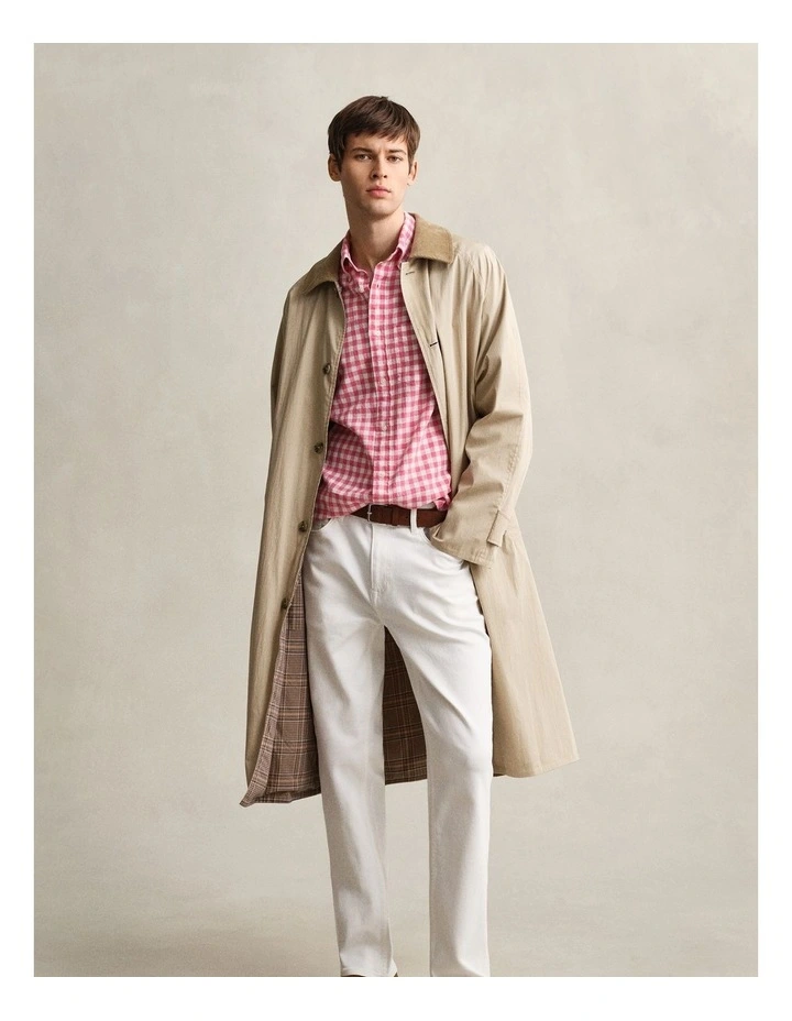 Gingham Linen Blend Shirt in Rose Pink image 5