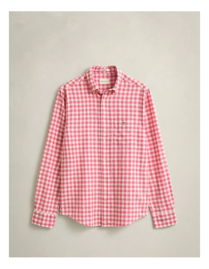Gingham Linen Blend Shirt in Rose Pink image 6