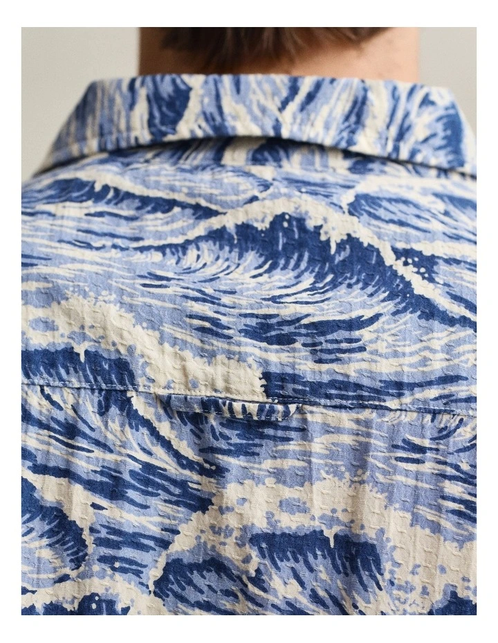 Printed Short Sleeve Shirt in Vintage Blue image 2