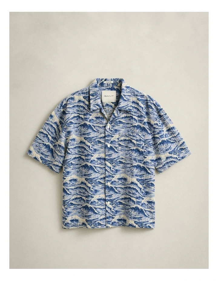 Printed Short Sleeve Shirt in Vintage Blue image 5