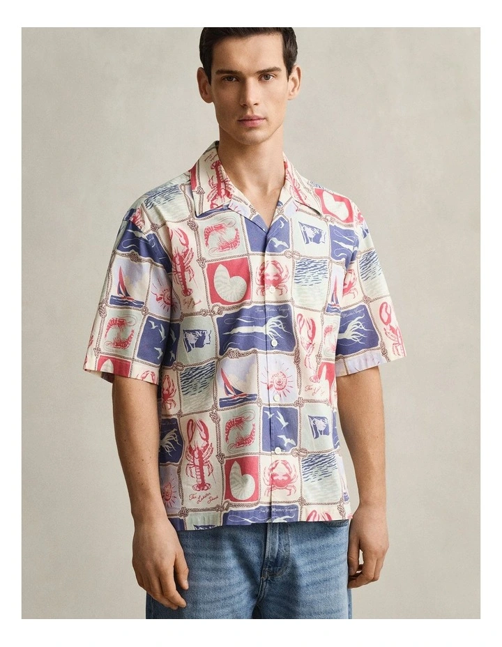 Nautical Short Sleeve Shirt in Creamed White image 1