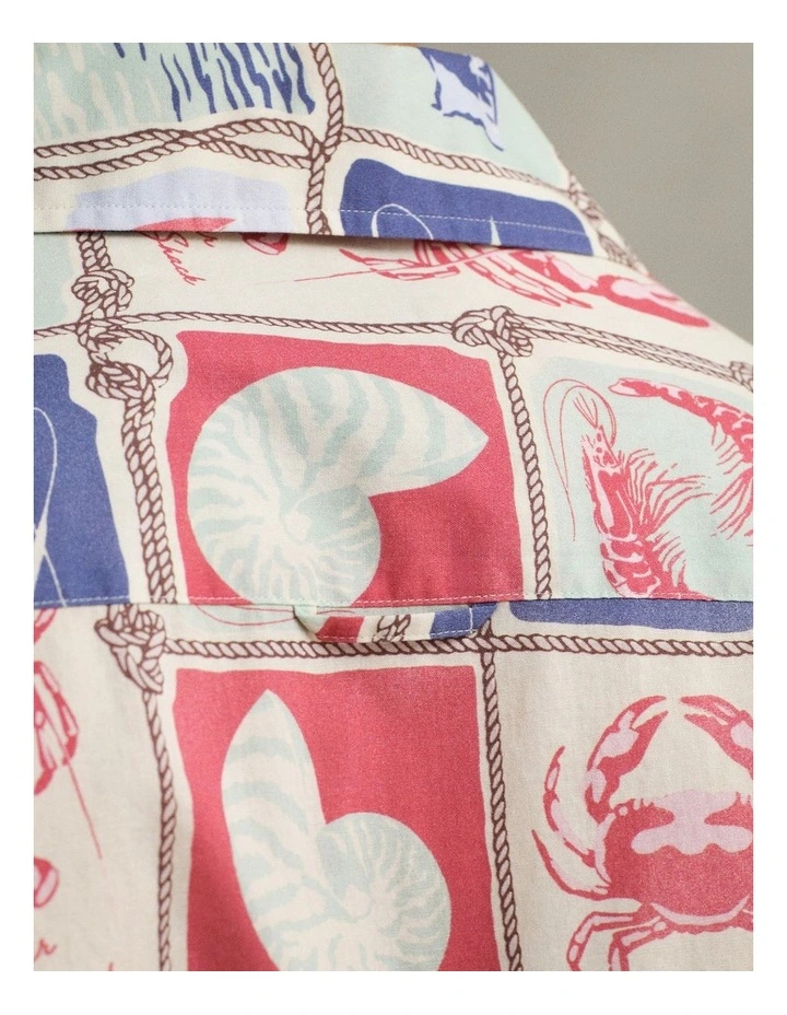 Nautical Short Sleeve Shirt in Creamed White image 3