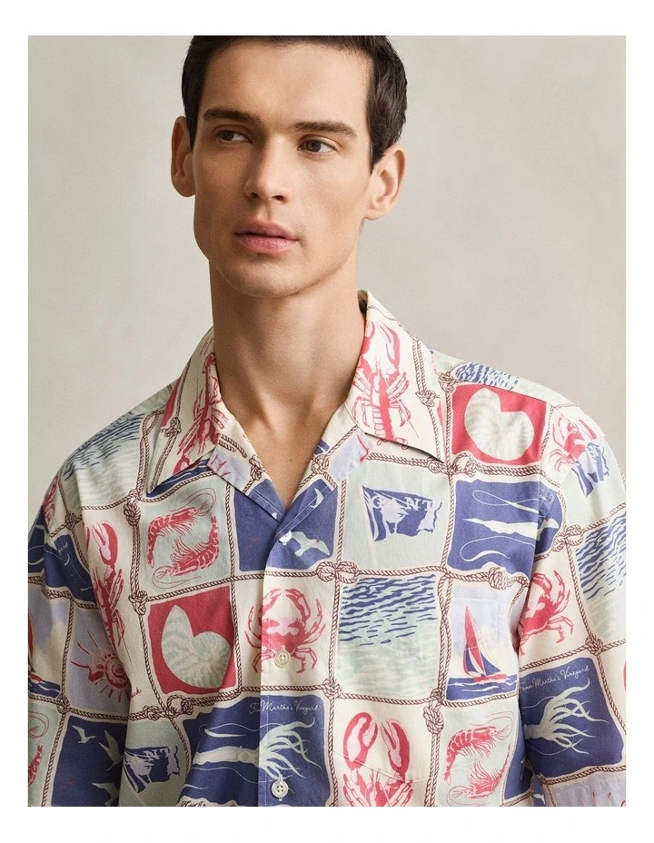 Nautical Short Sleeve Shirt in Creamed White image 4
