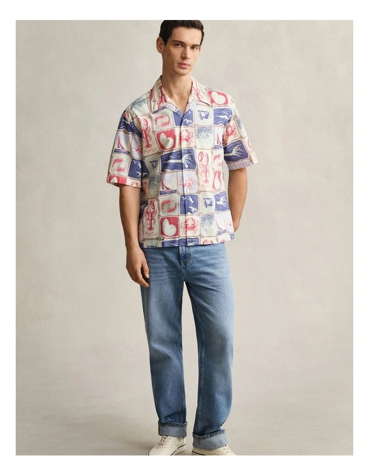 Nautical Short Sleeve Shirt in Creamed White image 5