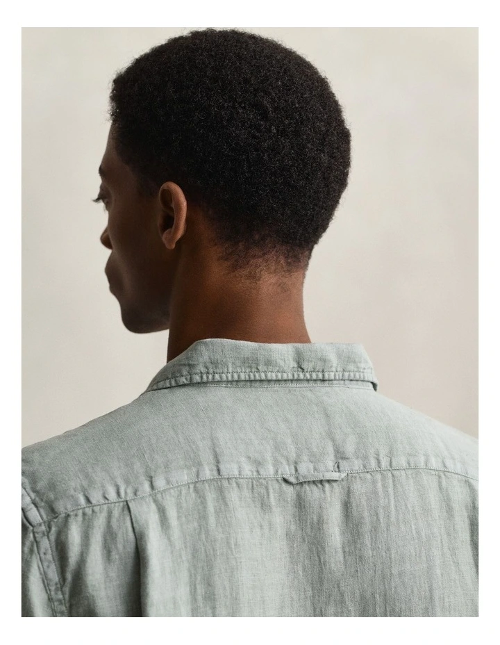 Garment Dyed Short Sleeve Linen Shirt in Ceramic Grey image 4