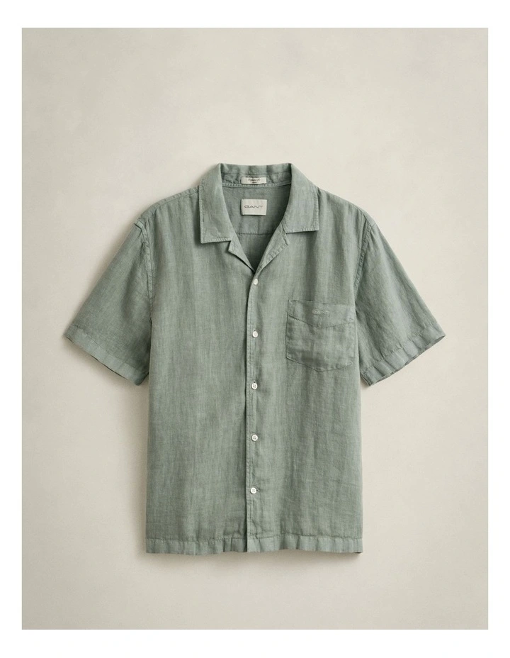 Garment Dyed Short Sleeve Linen Shirt in Ceramic Grey image 6
