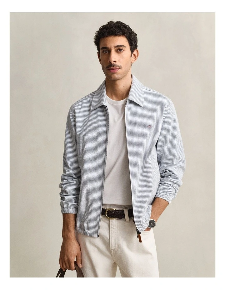 Seersucker Windcheater Jacket in Vintage Blue image 1