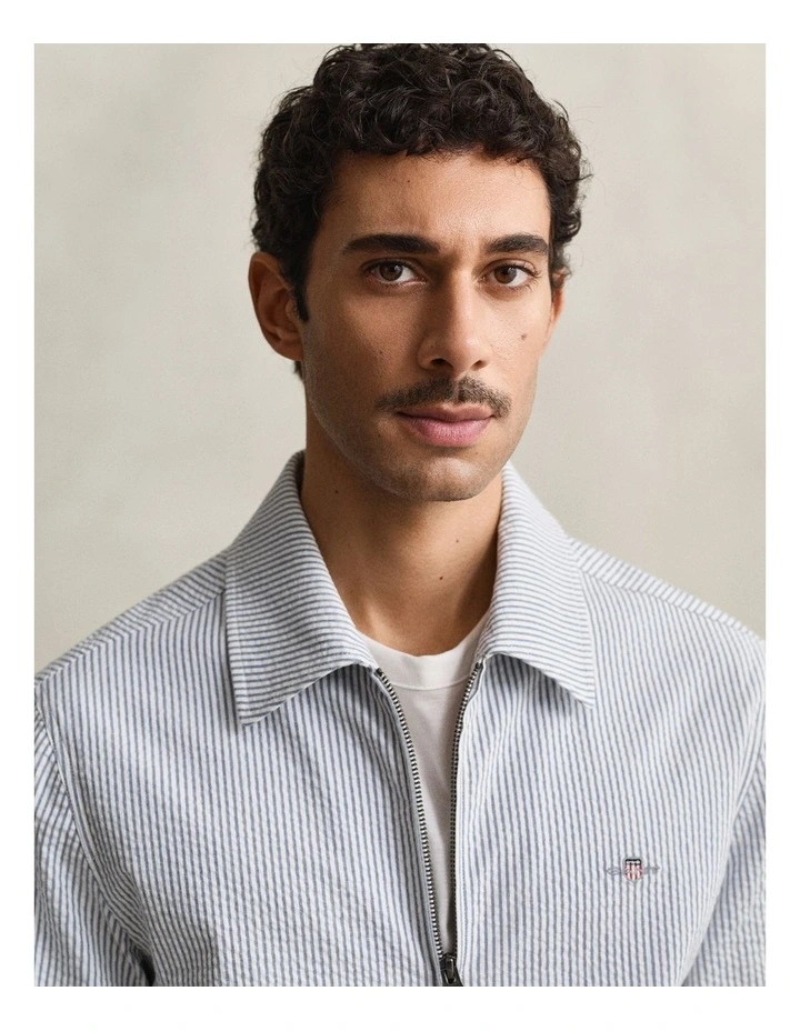 Seersucker Windcheater Jacket in Vintage Blue image 3