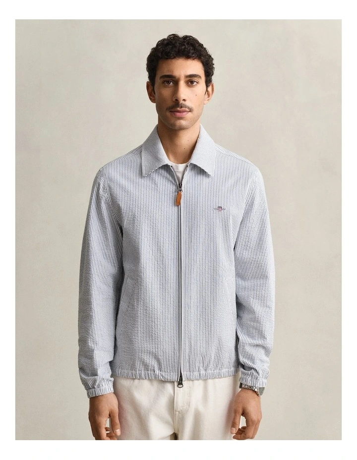 Seersucker Windcheater Jacket in Vintage Blue image 4