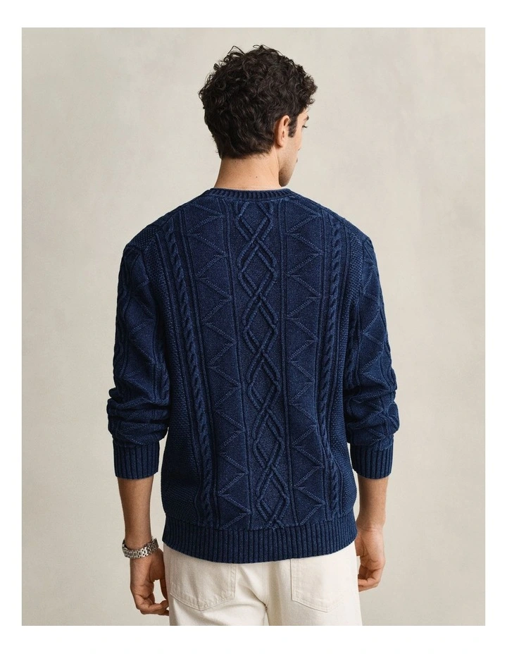 Indigo Cable Knit Sweater in Rich Navy image 2