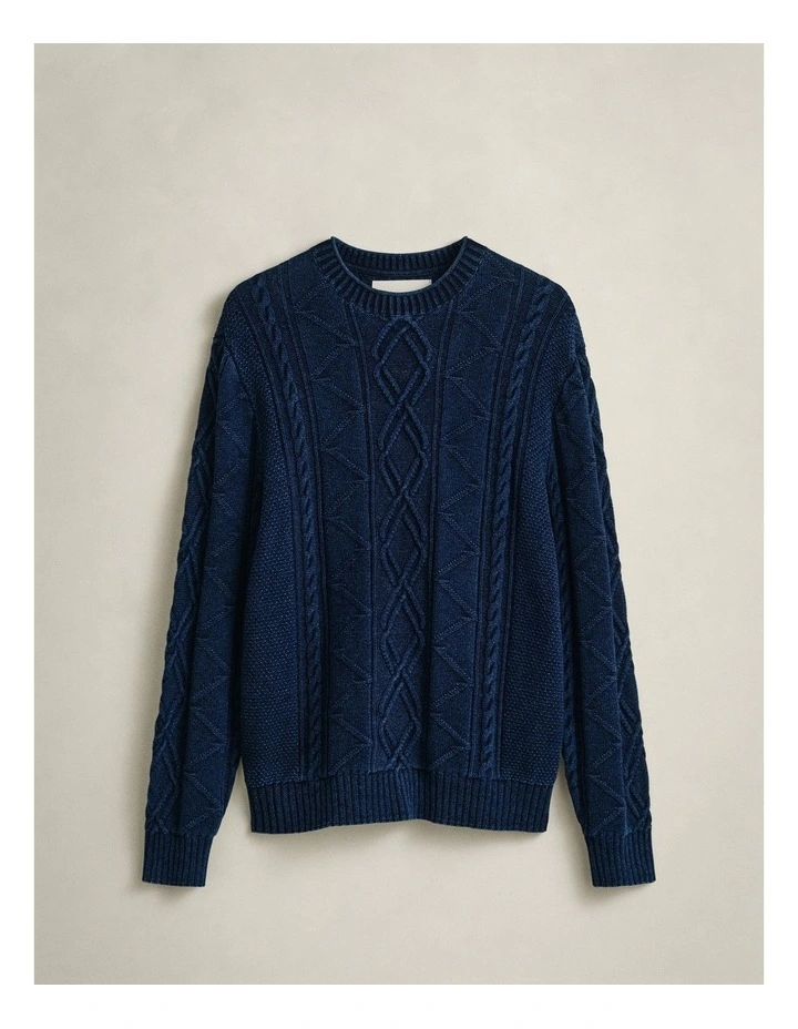 Indigo Cable Knit Sweater in Rich Navy image 5