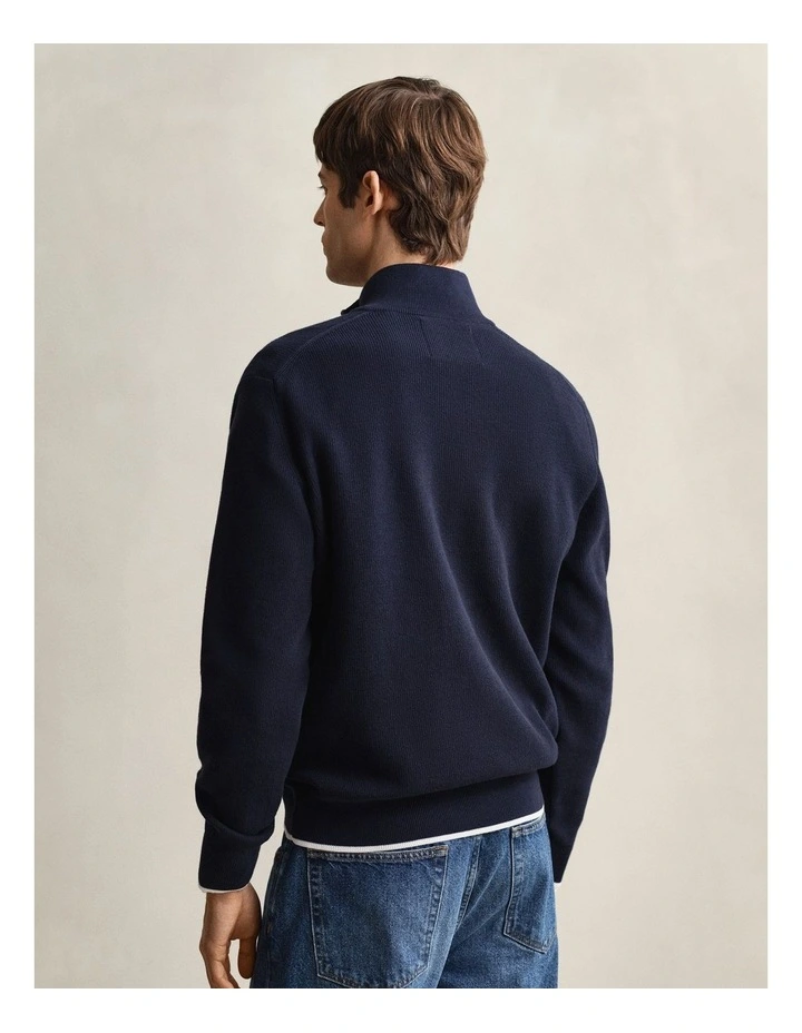 Cotton Rib Half Zip in Evening Blue image 2
