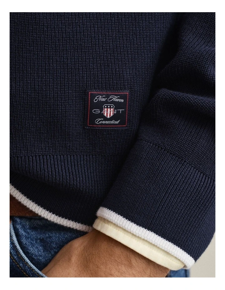 Cotton Rib Half Zip in Evening Blue image 4
