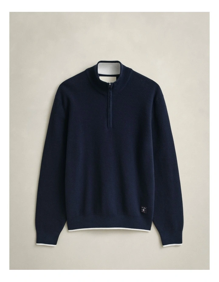 Cotton Rib Half Zip in Evening Blue image 6