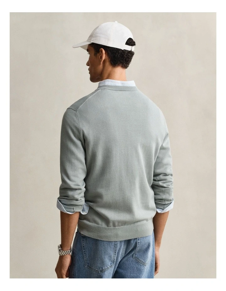 Classic Cotton V-Neck Sweater in Ceramic Grey image 2