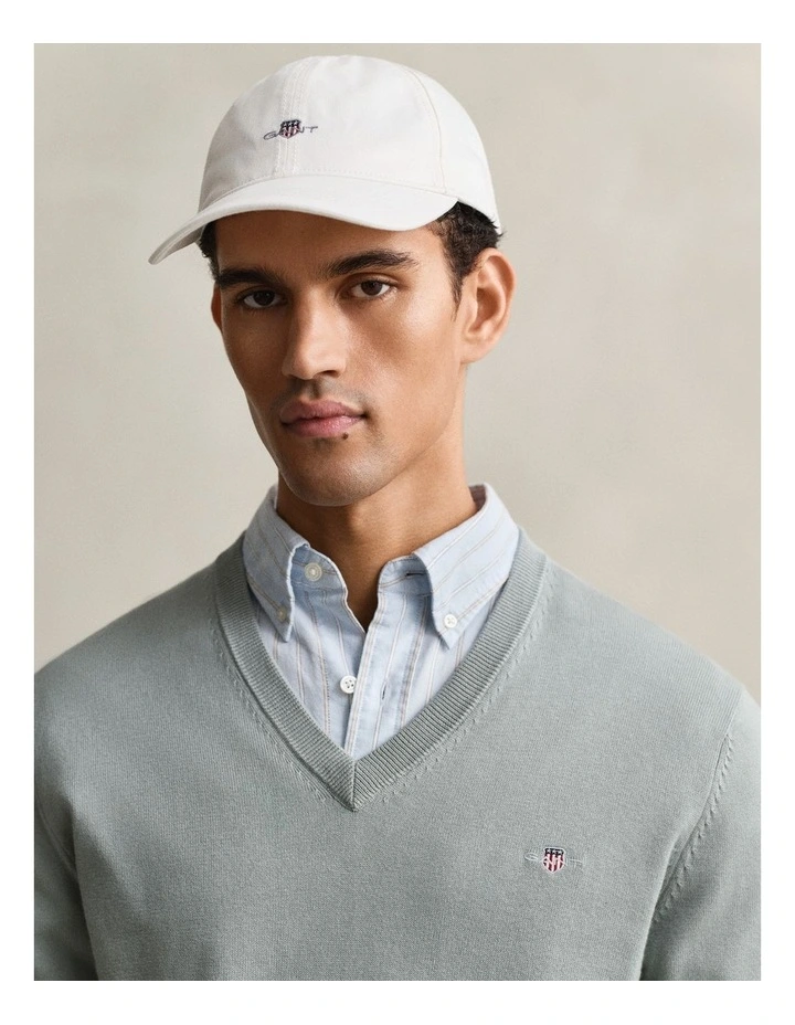 Classic Cotton V-Neck Sweater in Ceramic Grey image 3