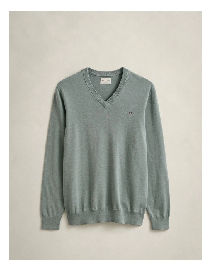 Classic Cotton V-Neck Sweater in Ceramic Grey image 5
