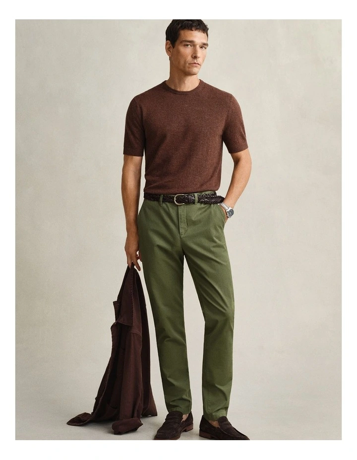 Slim Fit Classic Chinos in Dry Herb Green image 4