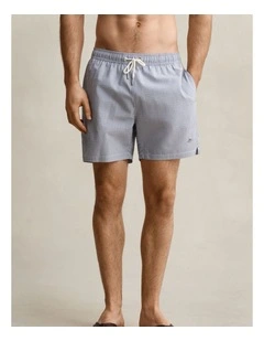 Striped Seersucker Swim Shorts in Vintage Blue